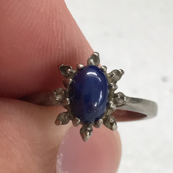 10k White Gold Star Burst Sapphire Ring PSCO - Picture 9 of 10